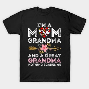 I'm A Mom Grandma Great Nothing Scares Me Lovely Grandmother Family Very Cute T-Shirt